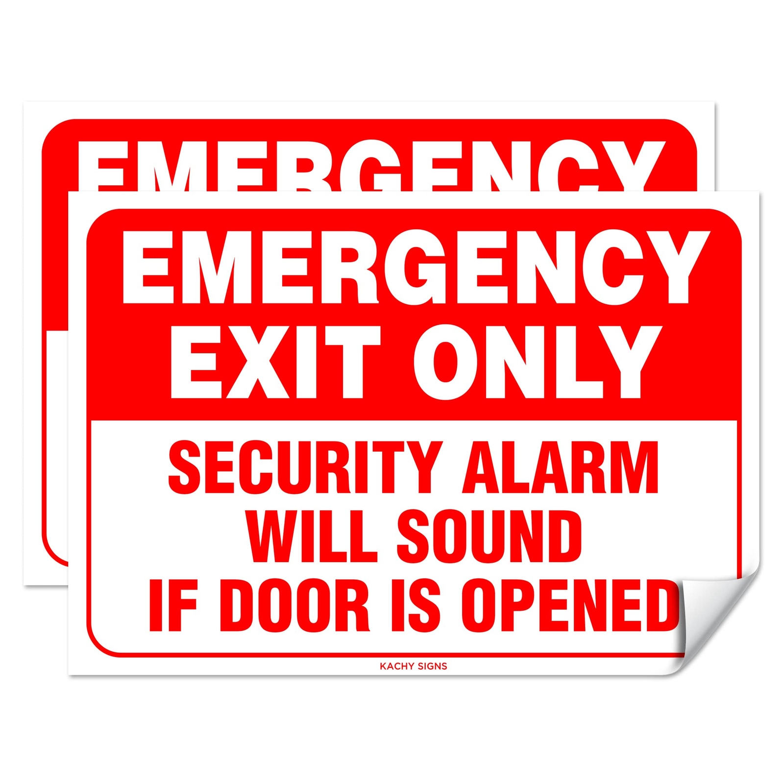 Kachy Signs – (Set of 2) Emergency Exit Only Sticker Sign – 10" x 7" – Durabl…