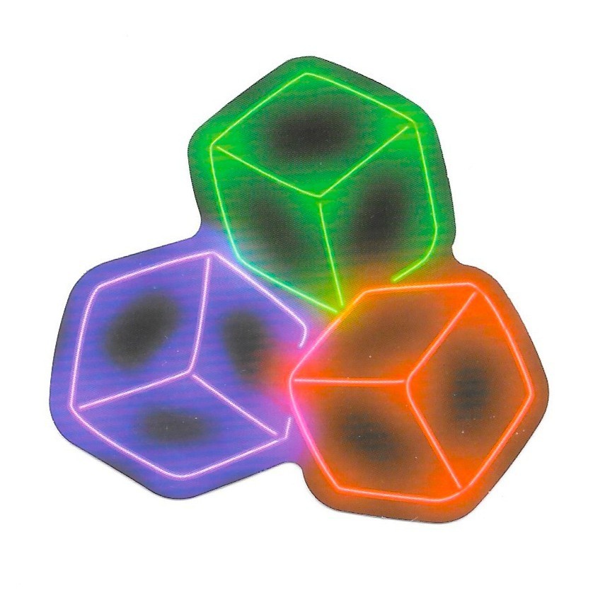 Neon Dice Cubes Sticker Die Cut Vinyl Decal Gaming Gamer Abstract Laptop Journal
