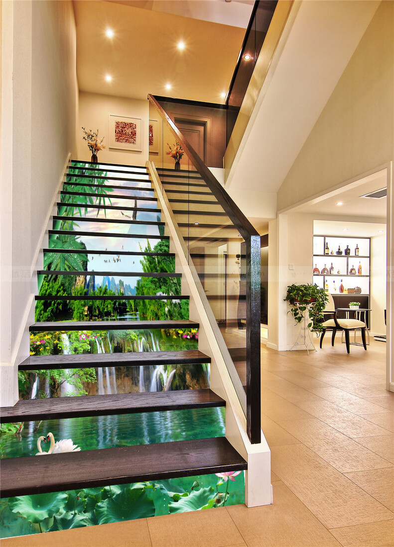 3D Summer Landscape ZHU074 Stairs Risers Decoration Photo Mural Vinyl Wallpaper