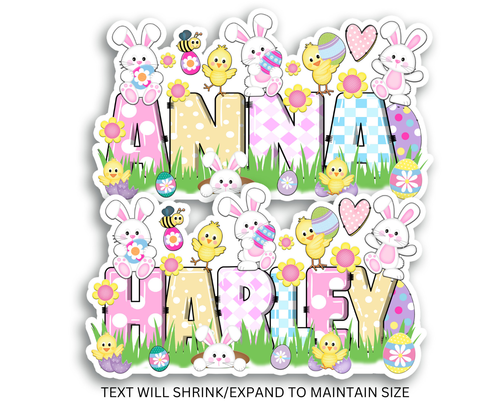 Custom Easter Name Sticker Waterproof Gift Water Bottle Laptop Tumbler Label