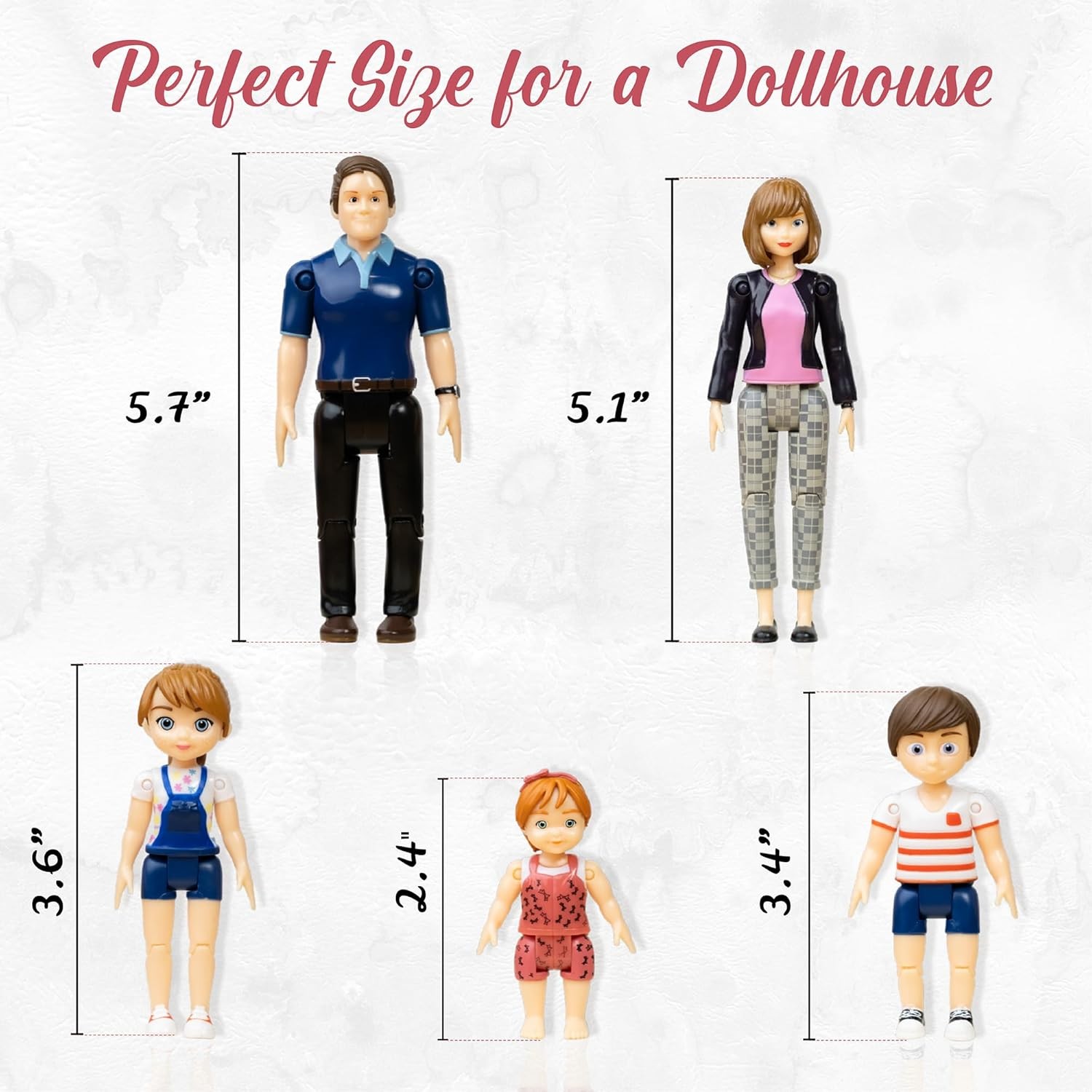 Family Dollhouse People – Doll House People Figures – 5 Poseable Action Figures