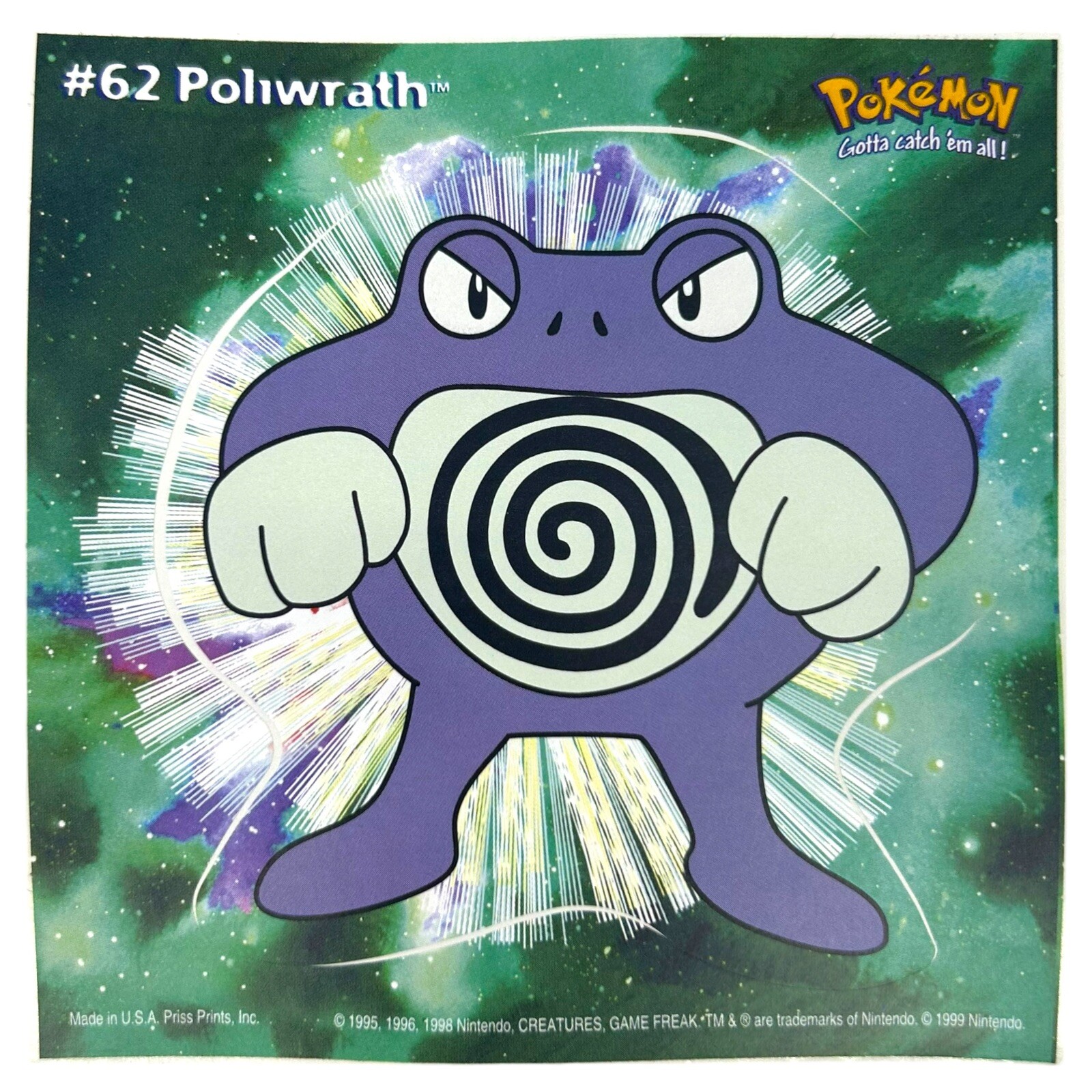 Pokemon Collect ’em Stick-Ups Poliwrath #62 Large 4” Sticker Priss Prints