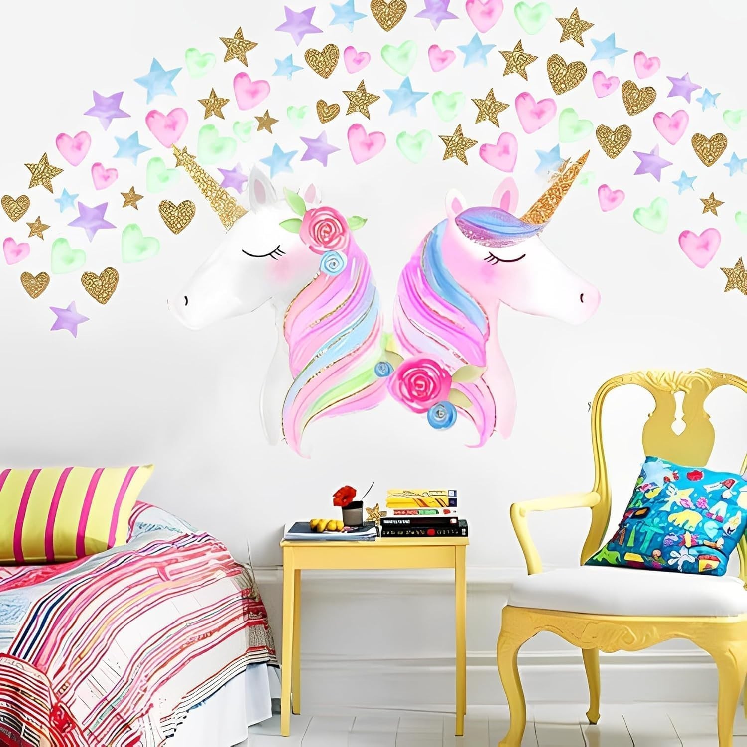 Unicorn Wall Decal,Large Size Unicorn Wall Sticker Decor for Gilrs Kids Bedro…