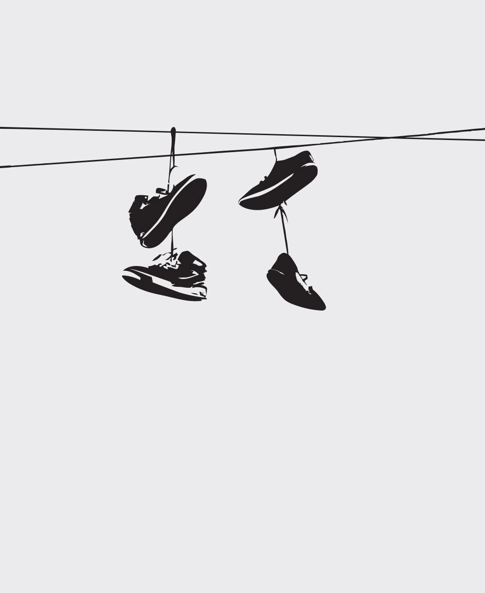 Vinyl Wall Decal Sticker Brooklyn Shoes On Wire #1529