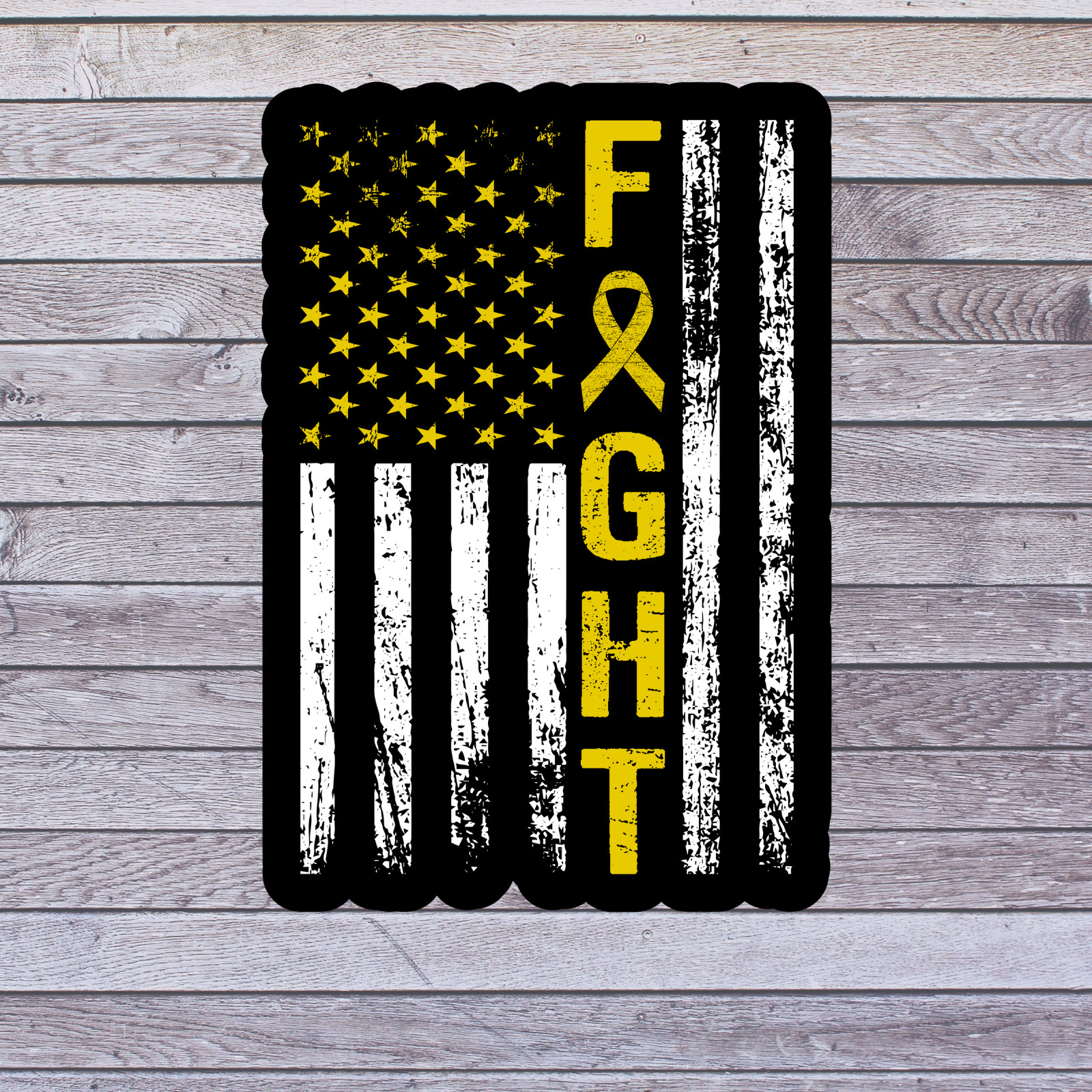 Cancer sticker vinyl decal awareness childhood cancer fight American flag