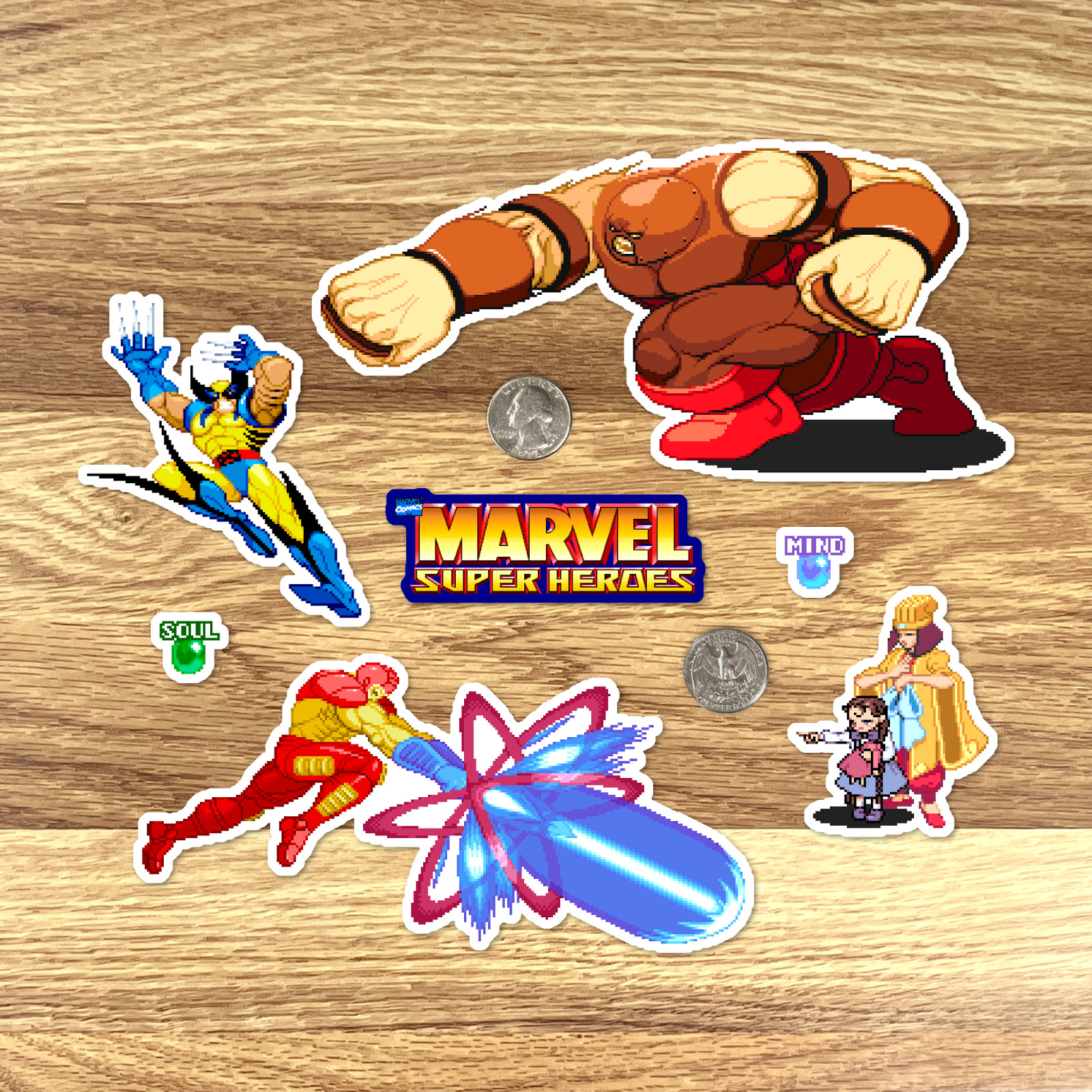 Marvel Super Heroes Stickers Arcade Game Pixel Art 21 Sticker Pack