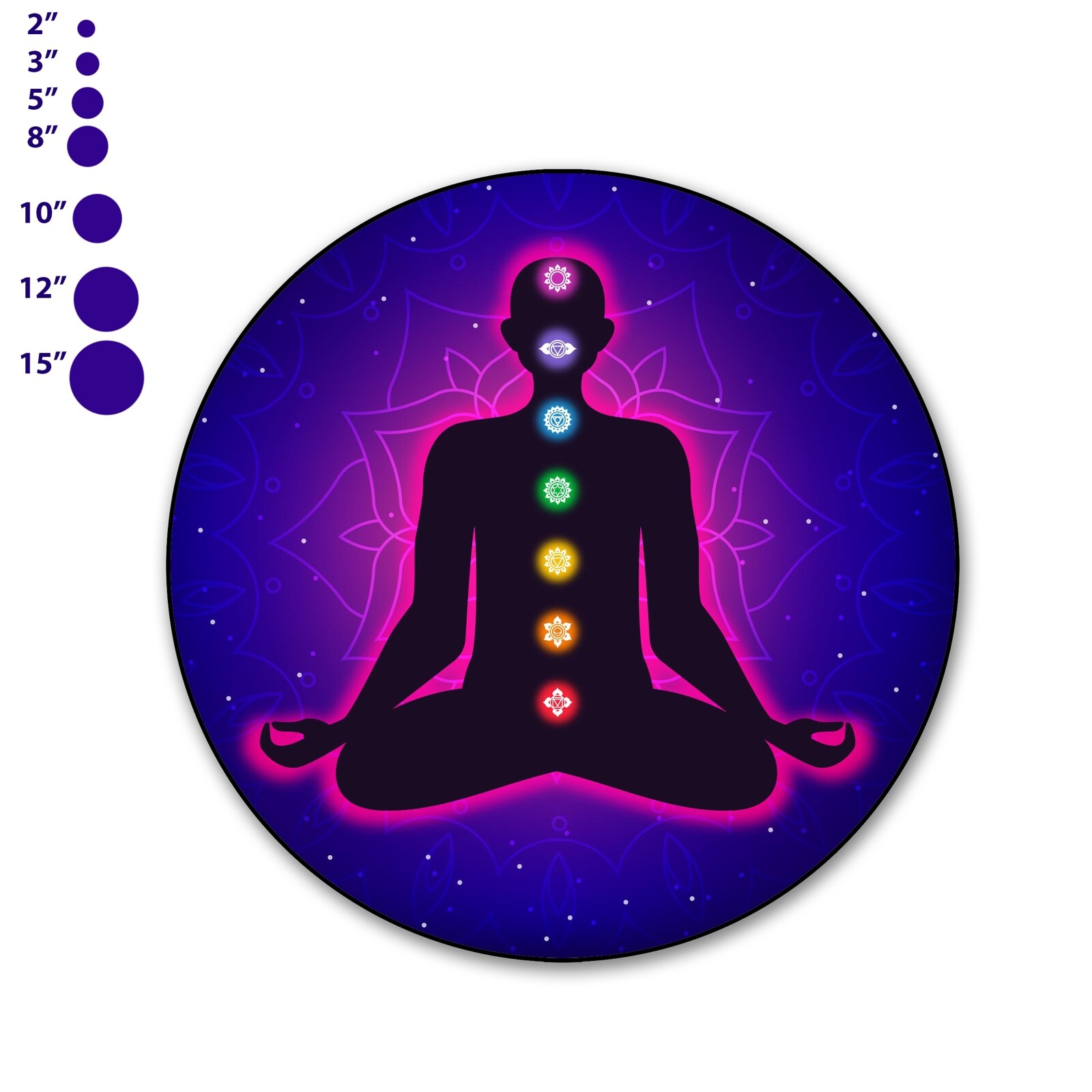 CHAKRA Mandala Meditation Man Woman Opaque Sticker Vinyl Yoga Bumper Decal Car
