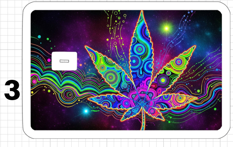 Psychedelic Weed Leaf ATM Debit Credit Sticker Skin 420 USA Cannabis Pot Stoner
