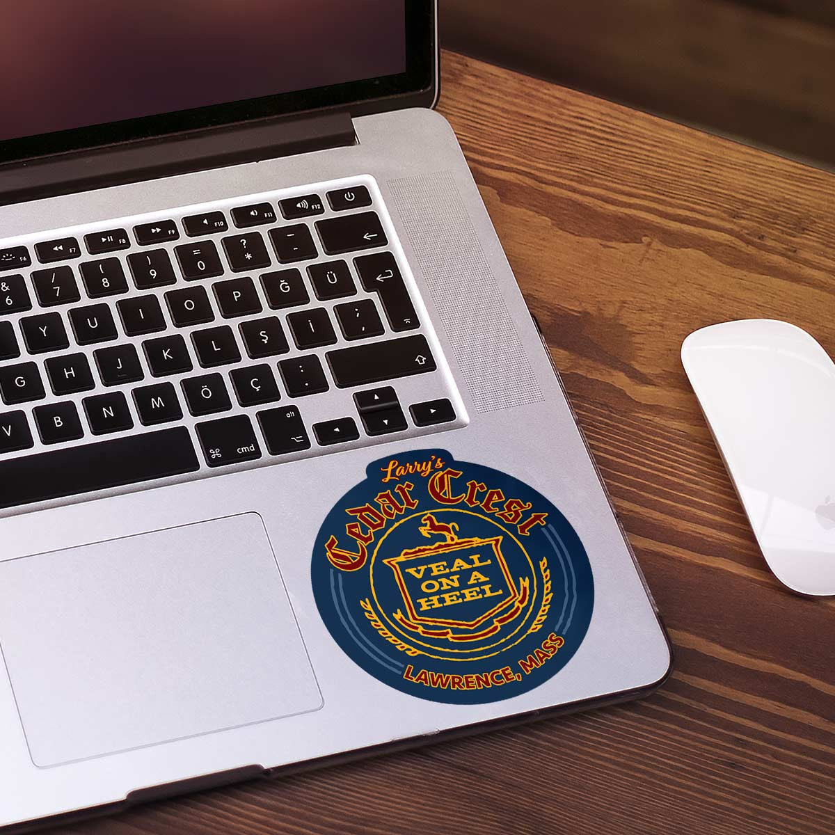 Vinyl Sticker; Larrys Cedar Crest Lawrence Massachusetts Die Cut Sticker