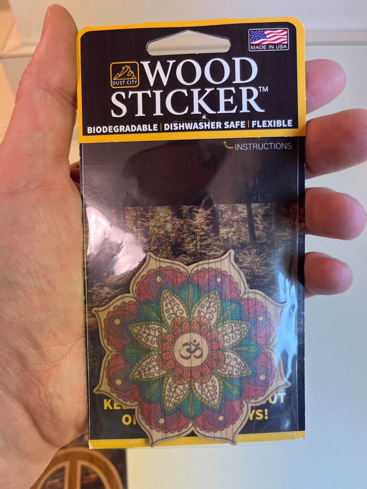 Dust City Wood 3 Stickers Lot Back to School, Nature, Peace, Namaste, Flower