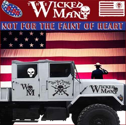 The Wicked Man – We The People USA Skull 13 Stars 2 Muskets Skull Decal Sticker