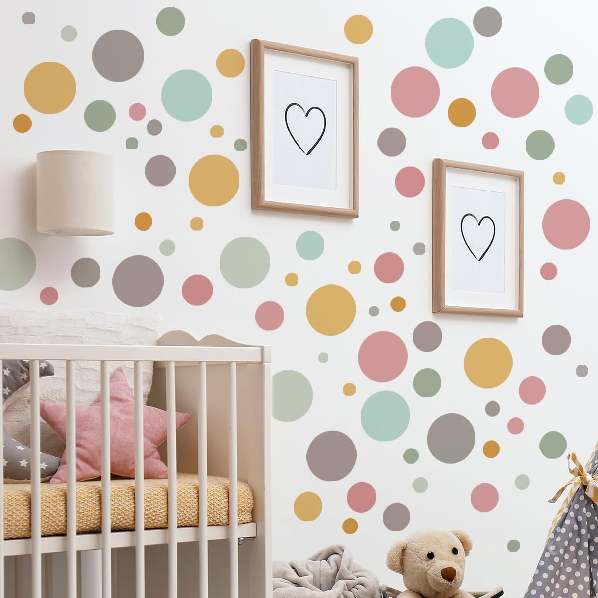 178 Pcs Bohemian Wall Decal with Polka Dots & Rainbows – Neutral Nursery Deco…