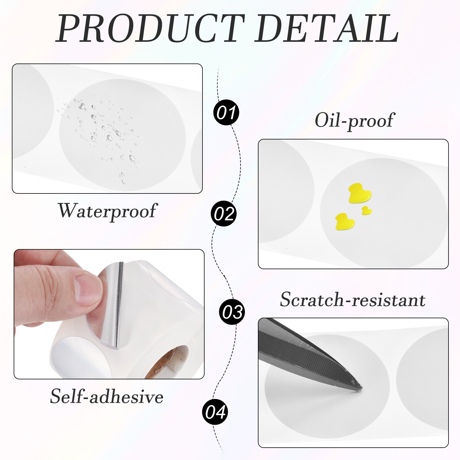 200pcs Round Thermal Label 1×1" Self-Adhesive Thermal Stickers Matte Silver