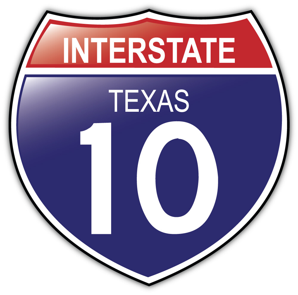 Texas 10 USA Interstate Shield Car Bumper Sticker Decal "SIZES"