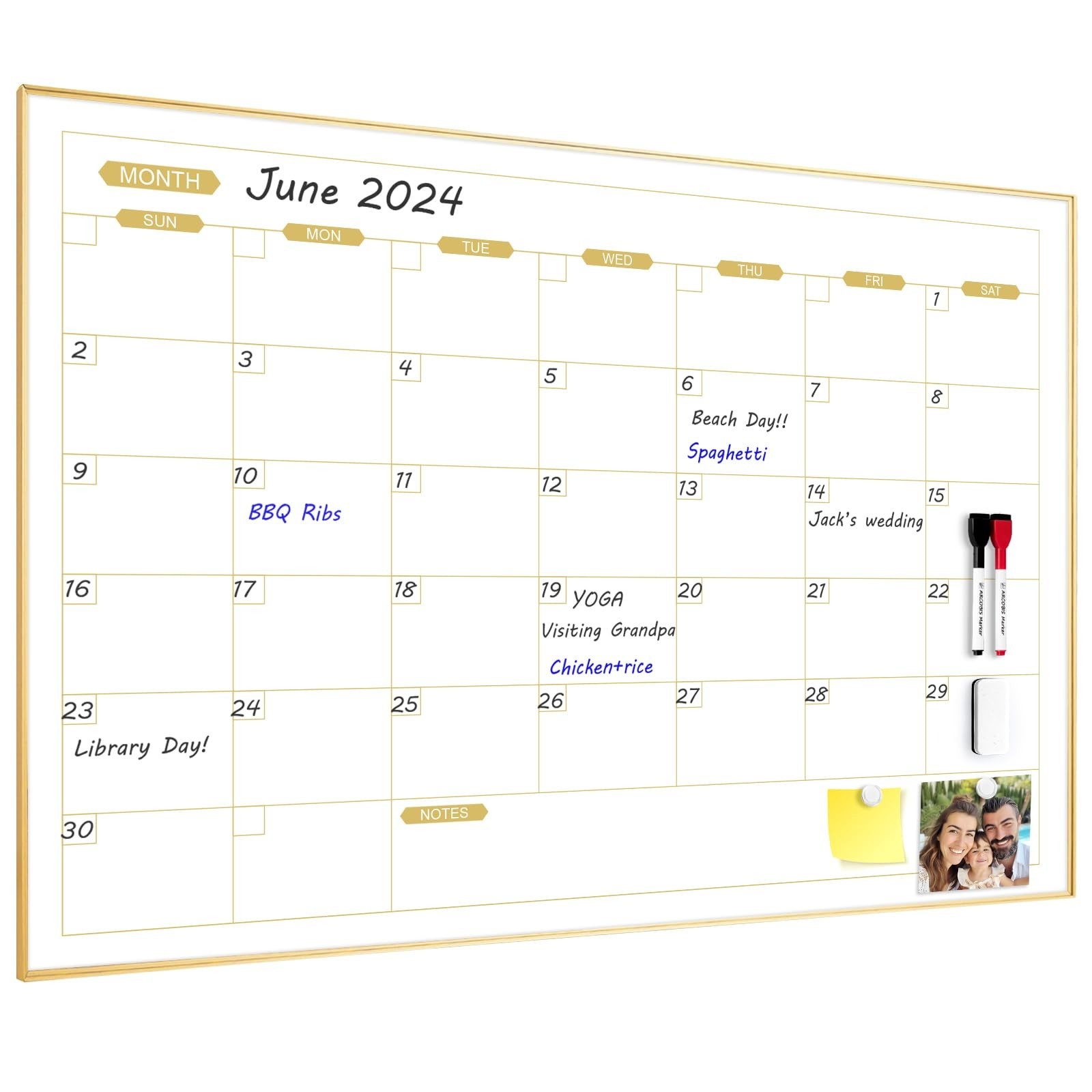 ARCOBIS Monthly Calendar Whiteboard 36" x 24" and Weekly Dry Erase Board for …
