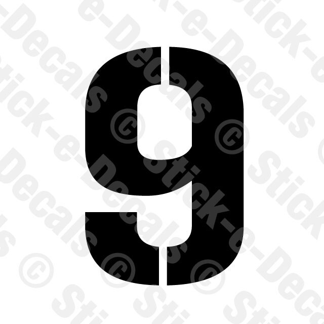 Number NINE 9 Vinyl Die Cut Decal Sticker – RACING NUMBER Custom Stencil GP