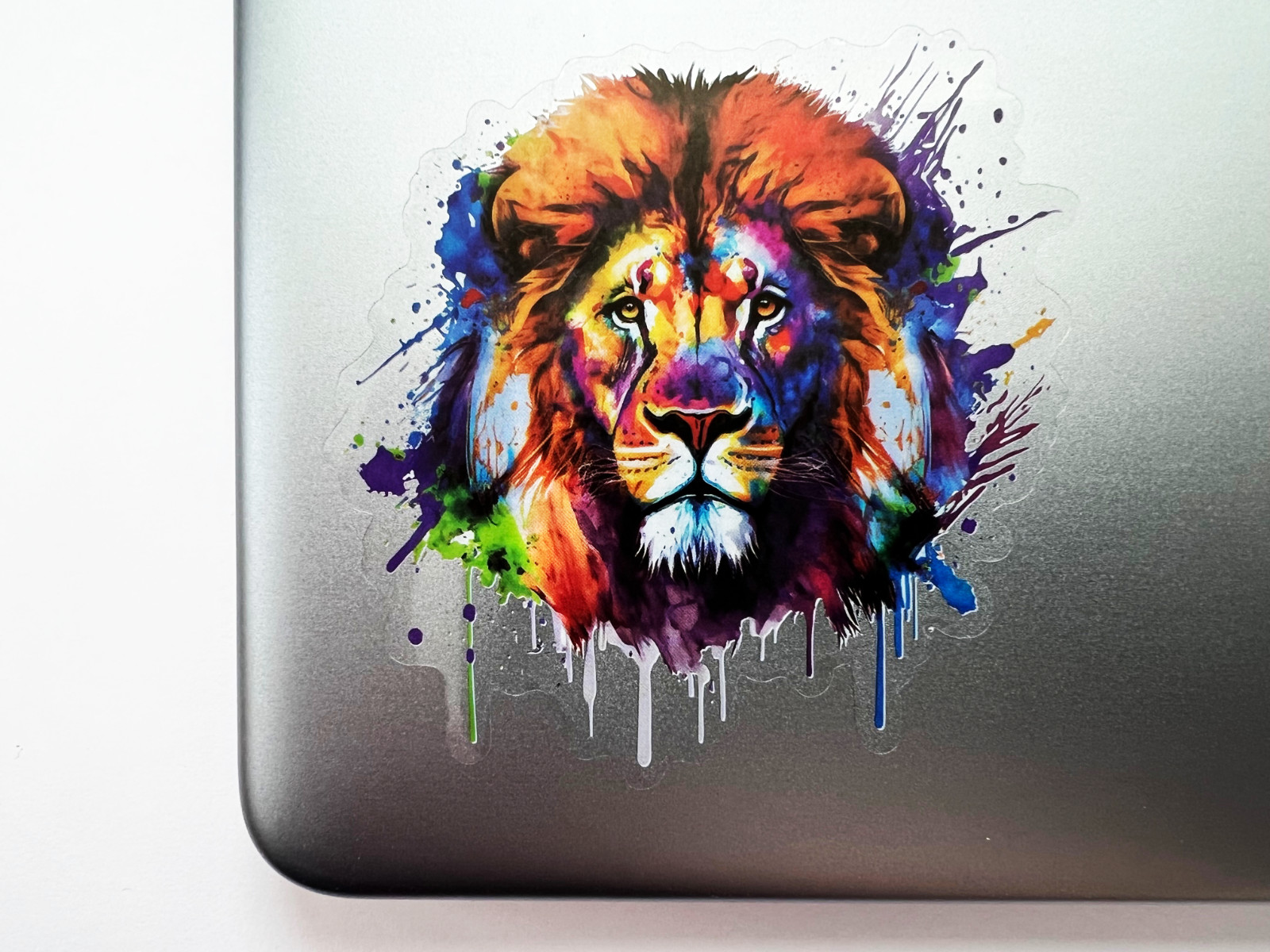 Colorful Lion Face 3 Inch Transparent Sticker Nature Savanah Hiking Camping