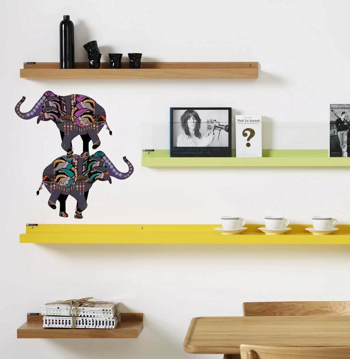 Boho Elephant Wall Decals, Animal Wall Sticker, Indian style Wall Mural, Bohemia
