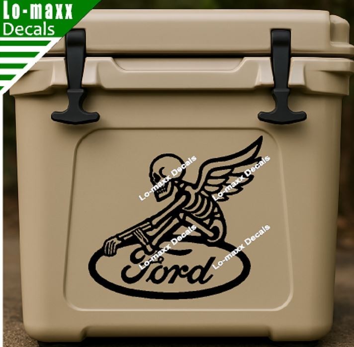 Ford Reaper Skeleton Wings Car Truck Window Hood Die Cut Vinyl Decal Sticker