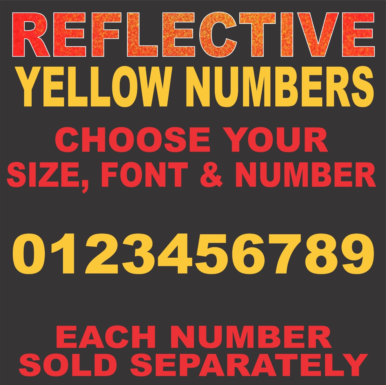 YELLOW REFLECTIVE Street Address Mailbox House ID Number vinyl decal sticker