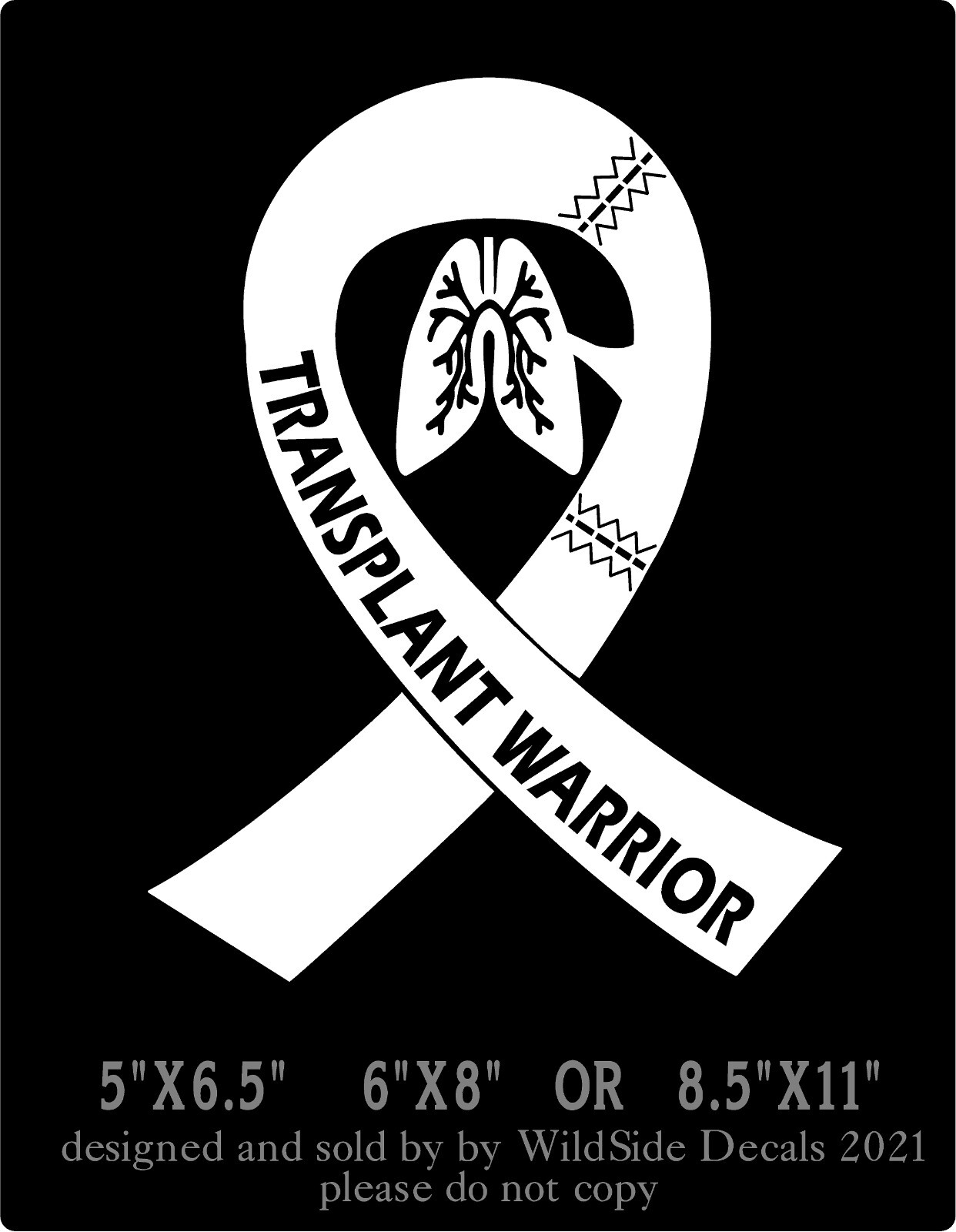 Lung Transplant Warrior Decal Memorial Ribbon Vinyl Car Truck Laptop Sticker