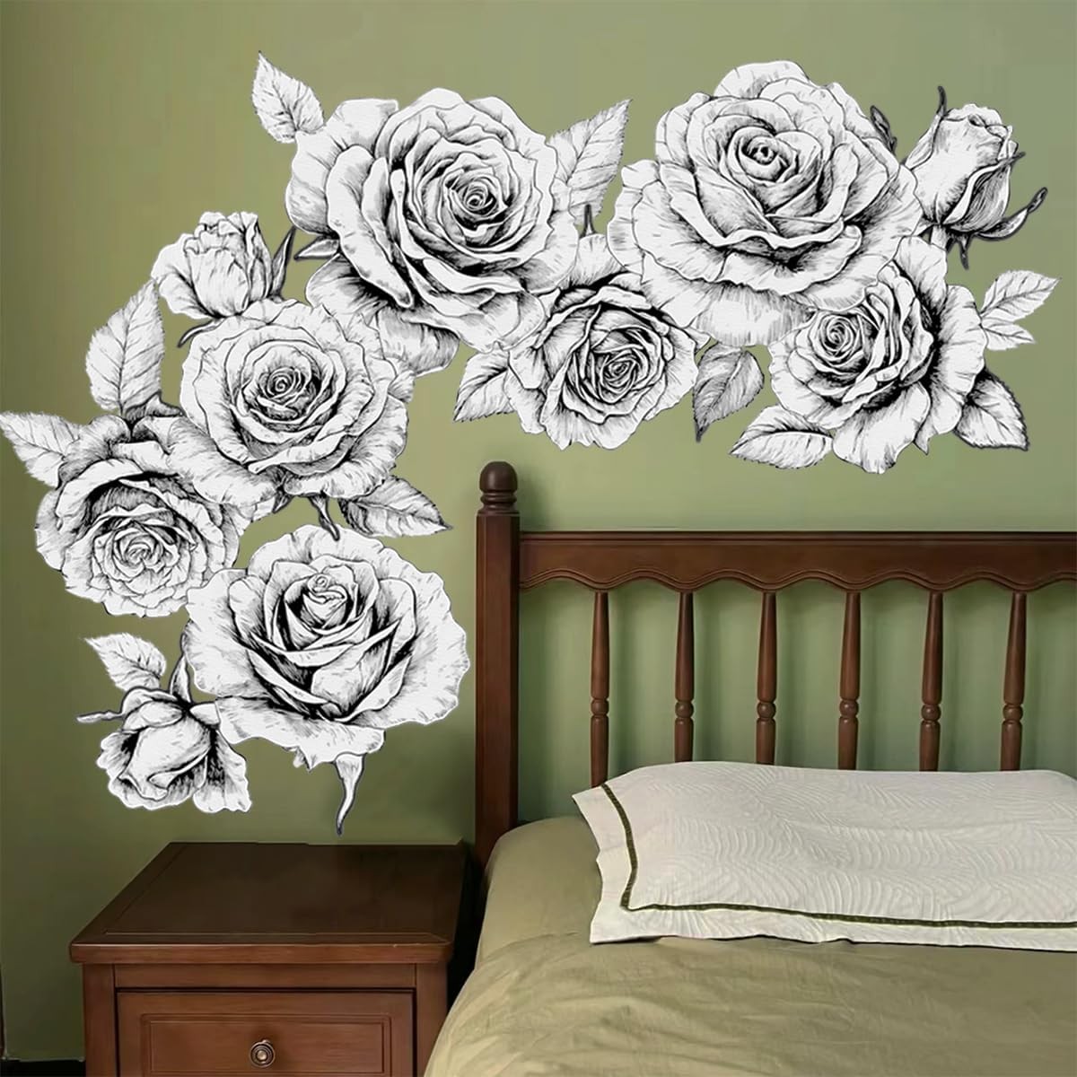 Black and White Flower Wall Decals Boho Rose Floral Wall Stickers for Living …