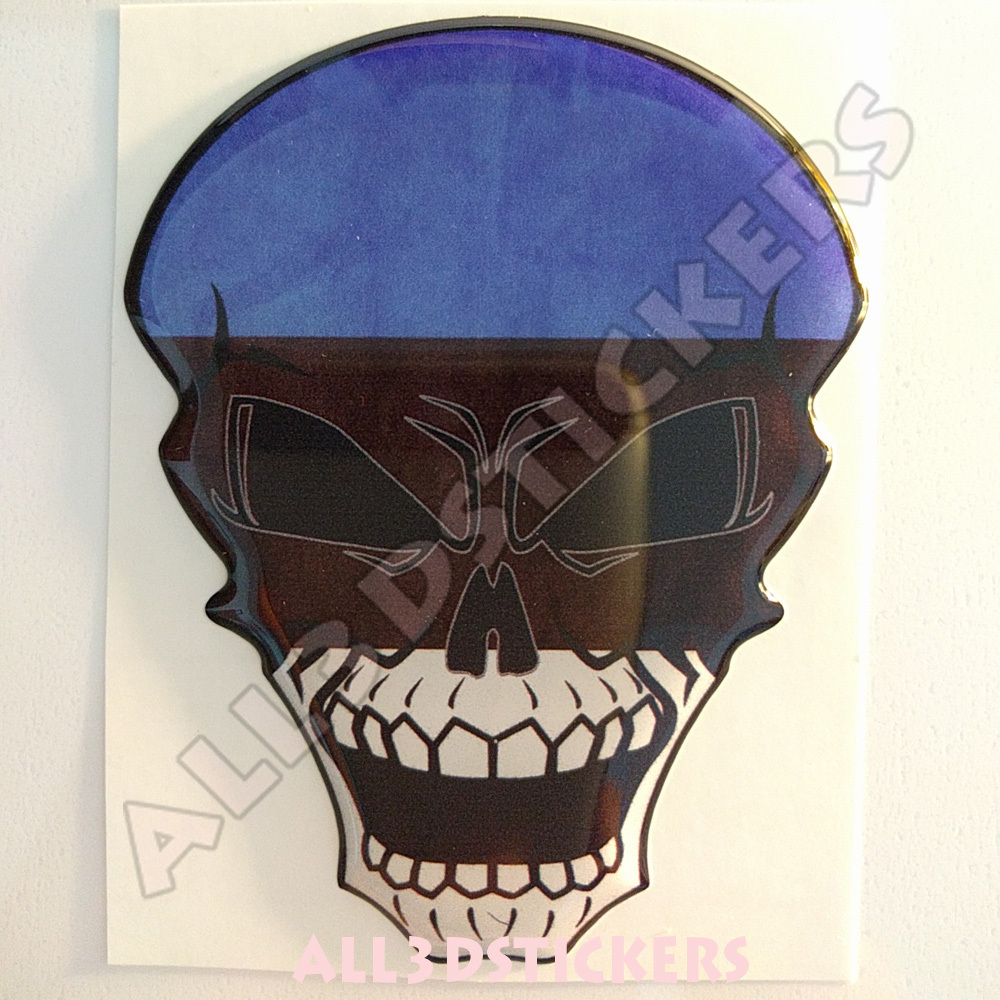 Sticker Flag Estonia Skull Adhesive Decal Resin Domed Car Moto Tablet 3D