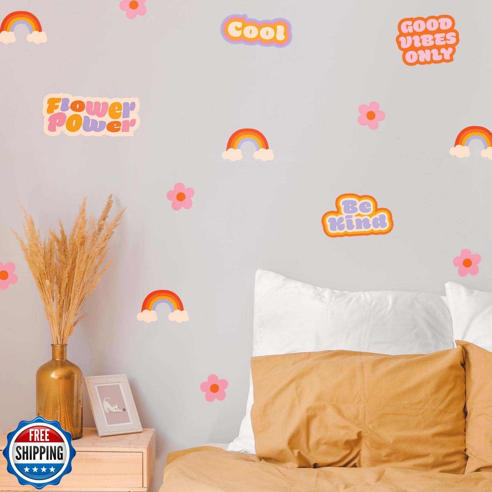 Teddylabels – Flower Power Decals – Easy-to-Apply and Removable Wall Stickers