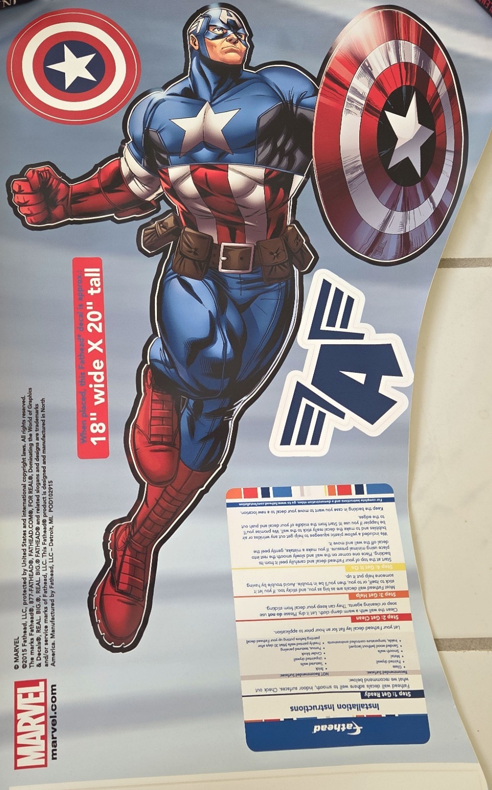 Fathead Captain America Classic Marvel Wall Decor Includes 3 main decals