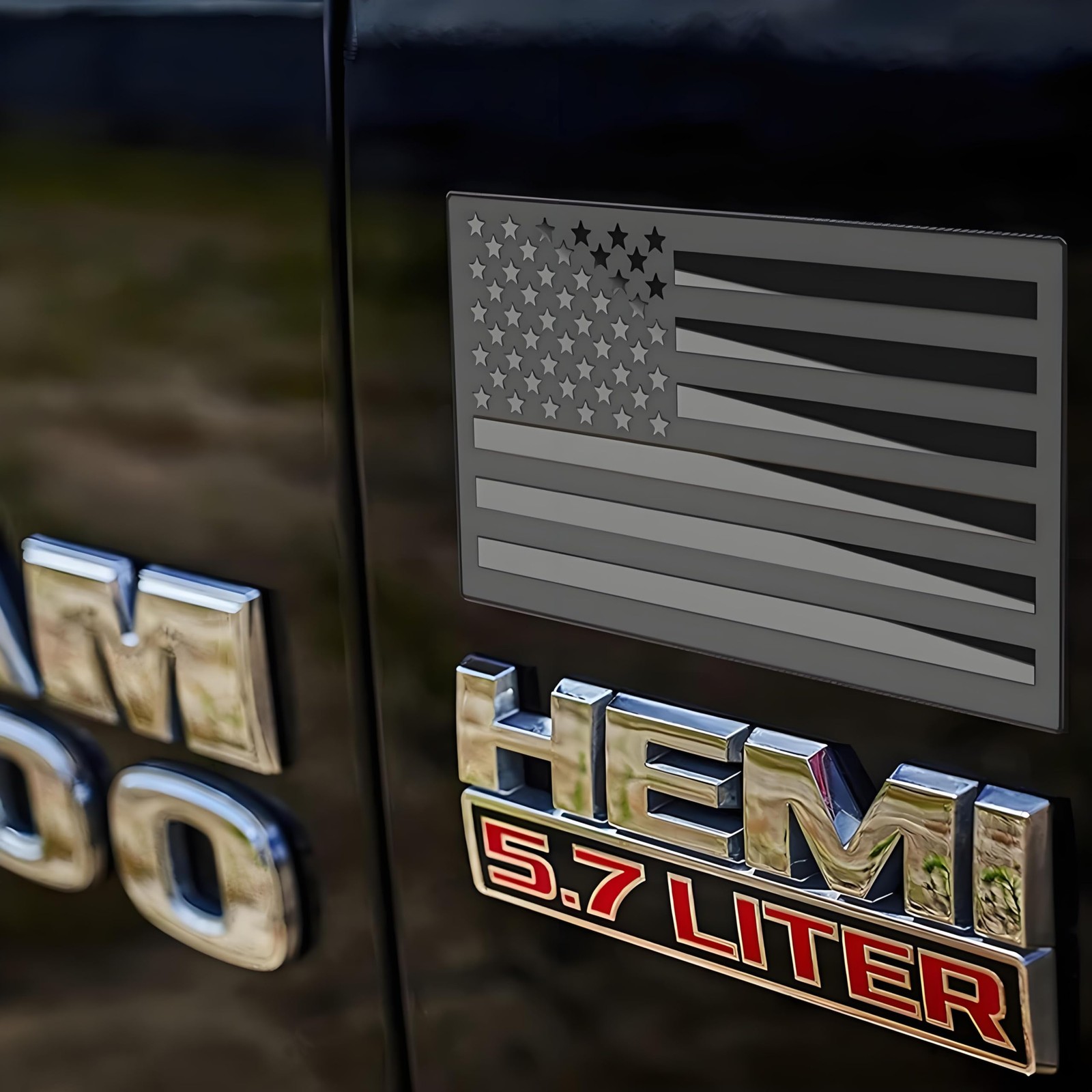 Metal American Flag Emblem Decal，Black American Flag Decal,for Car, Truck or SU