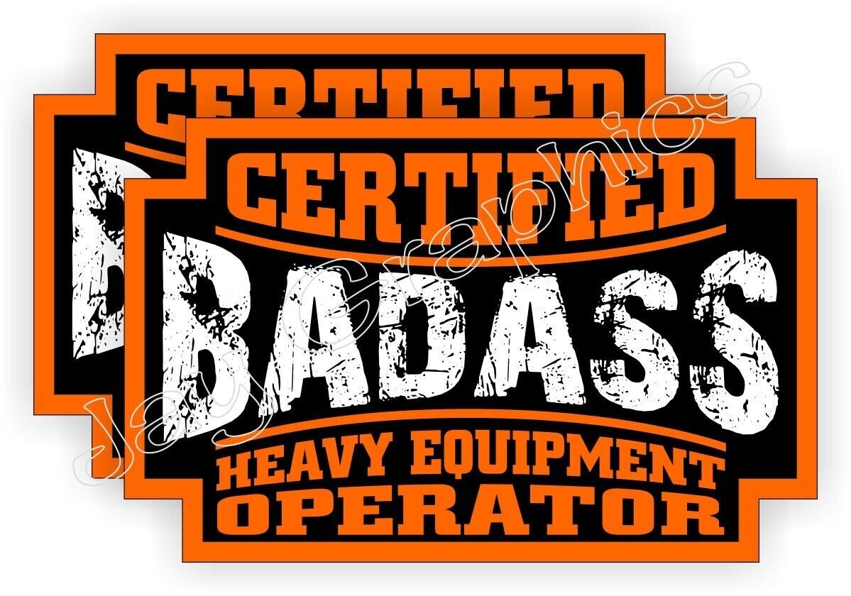 pair – Badass HEAVY EQUIPMENT OPERATOR Funny Hard Hat Helmet Stickers