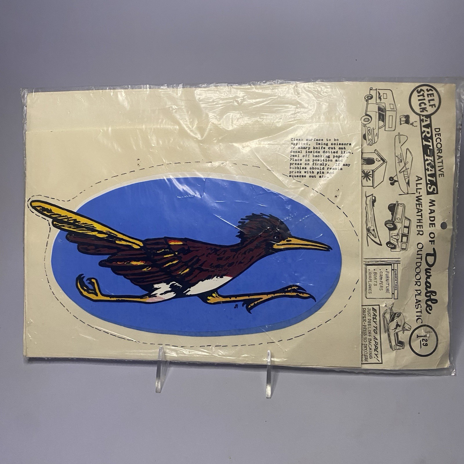 Rare Vintage Roadrunner Self Stick Decal Sticker – Sealed In Original Pkg