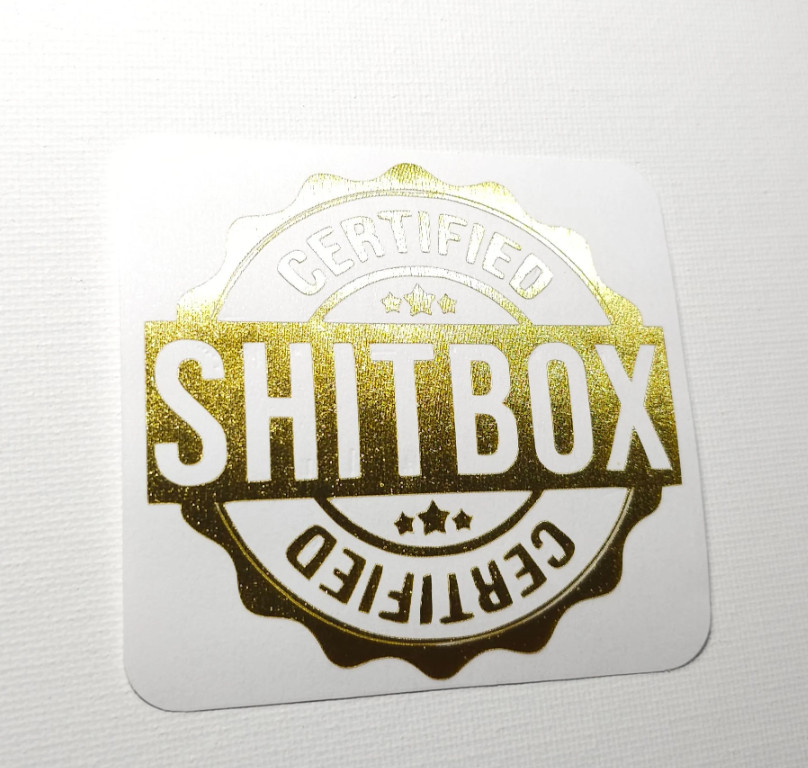 Certified Sh*tbox Gold Decal – Brushed Metallic Gold Vinyl 5"