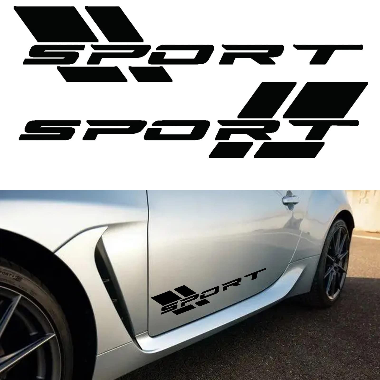 Sport Letter Logo Vinyl Decal Sticker, 16 Inch, 2 Pack, Universal Car Fit (Al…