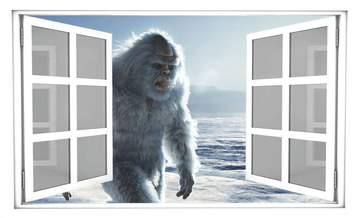 WindowScape Yeti Big Foot 3D Window Wall Decal Abominable Snowman Vinyl Sticker