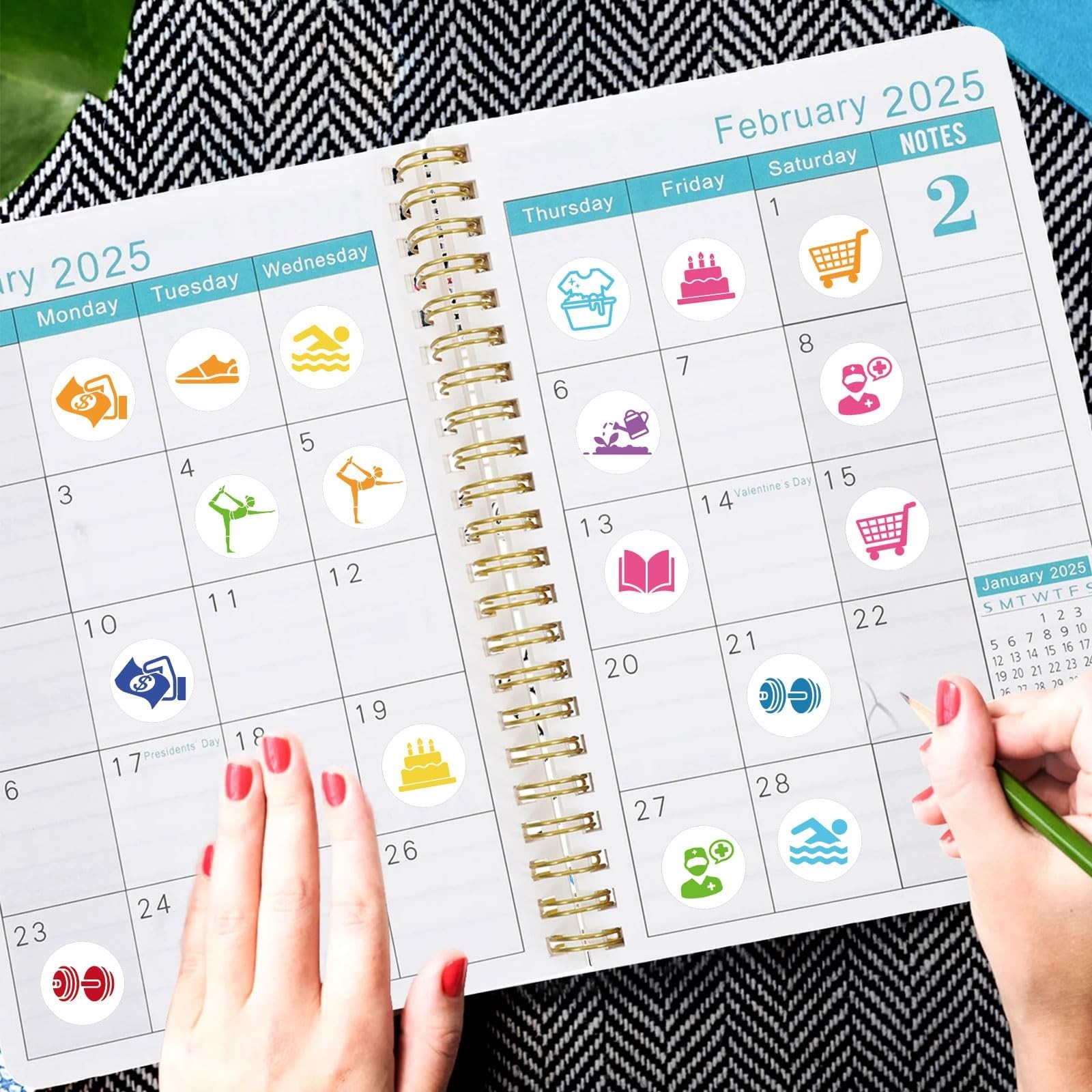 600PCS Mini Colorful Calendar Stickers,Planner Stickers for Airplane,Fitness,…