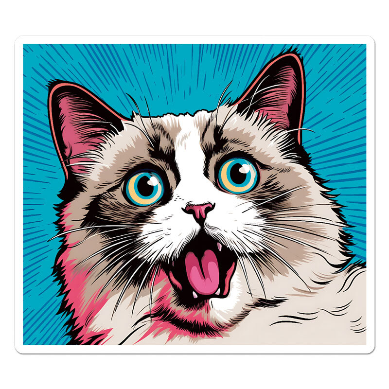 Popart Ragdoll Cat, Vinyl Decal Sticker, Indoor Outdoor, 3 Sizes, #11847