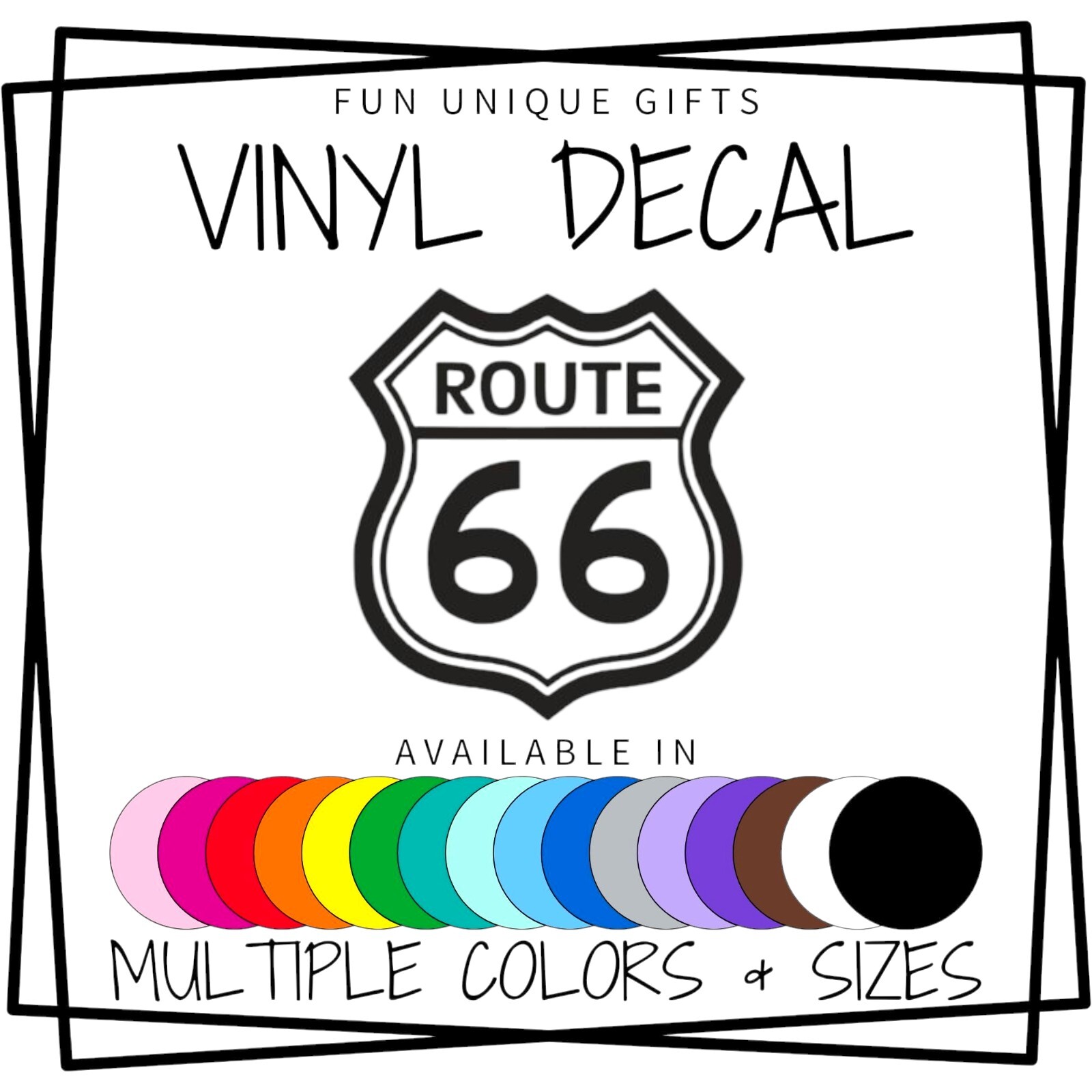Route 66 Vinyl Decal Sticker -Multiple Colors & Sizes- FREE SHIPPING