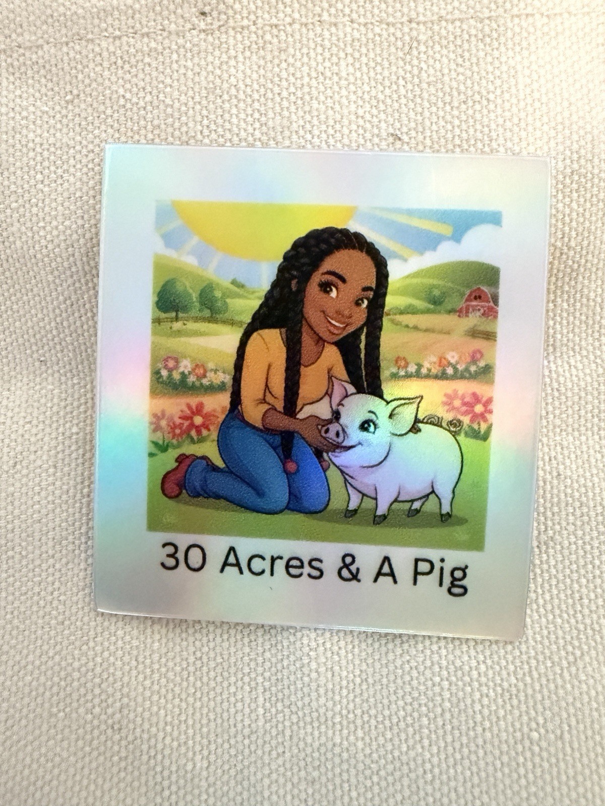 1 piece – Holographic 30 Acres And A Pig Sticker