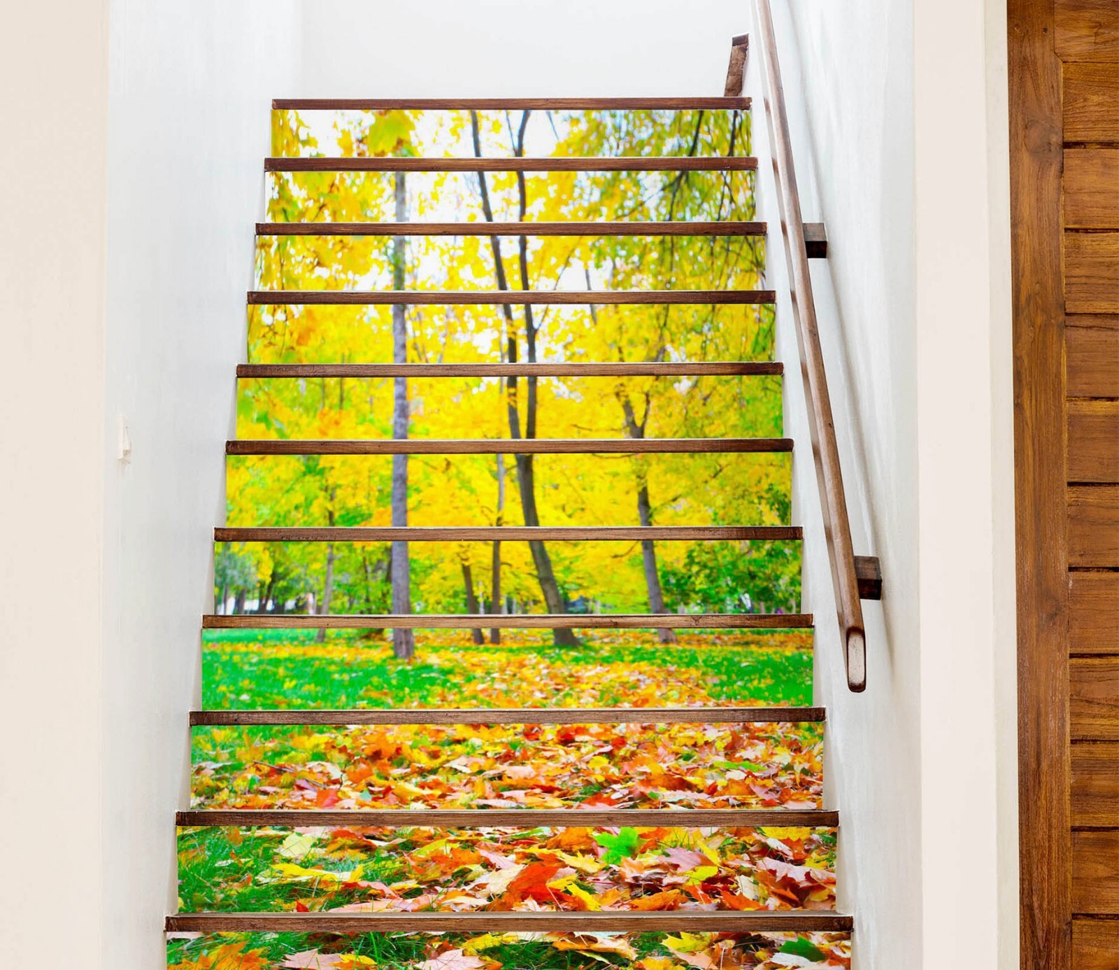 3D Falling Autumn Leaves AZ425 Stair Risers Decoration Mural Vinyl Wallpaper Kay