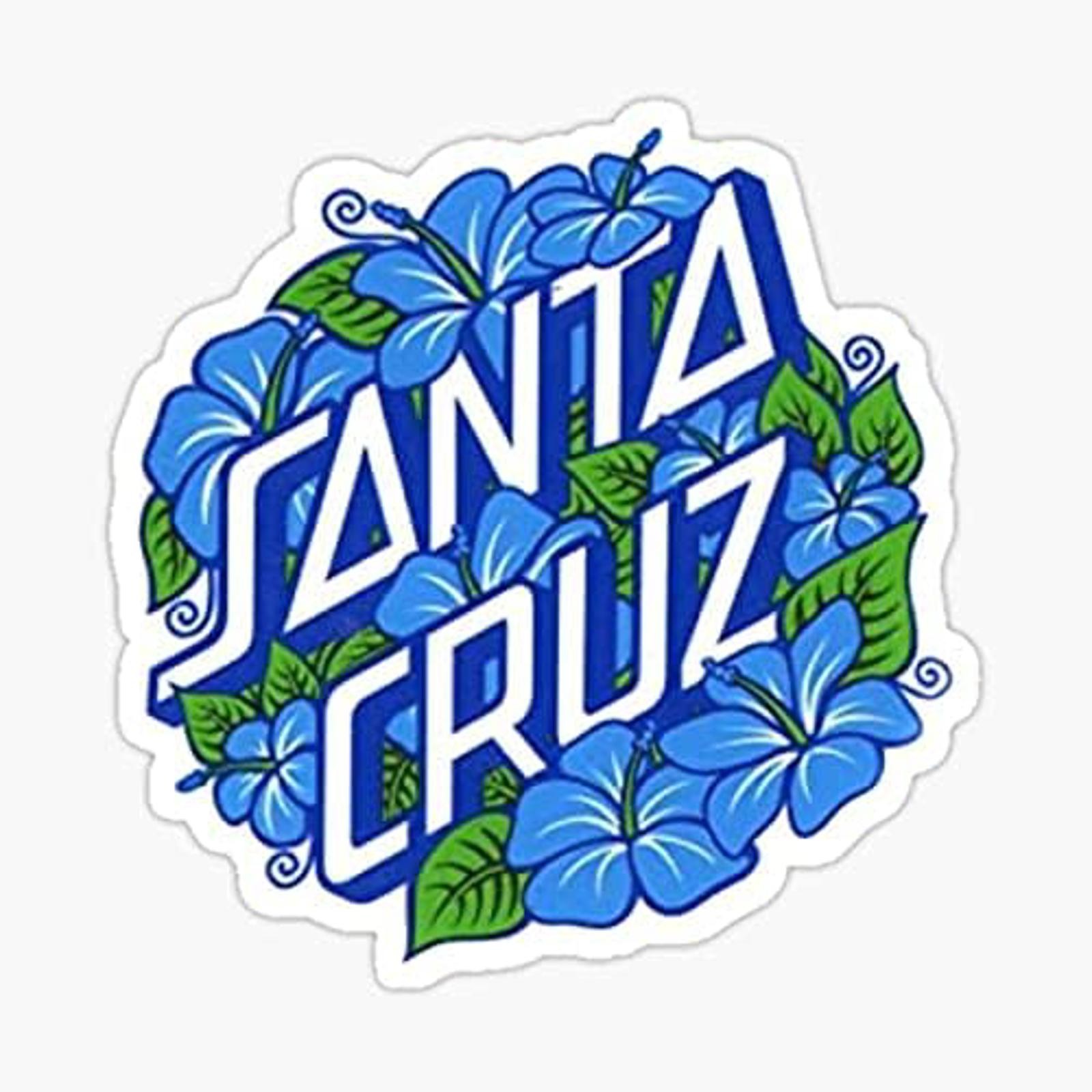 5" Blue Flowers Santa Cruz Vinyl Bumper Sticker