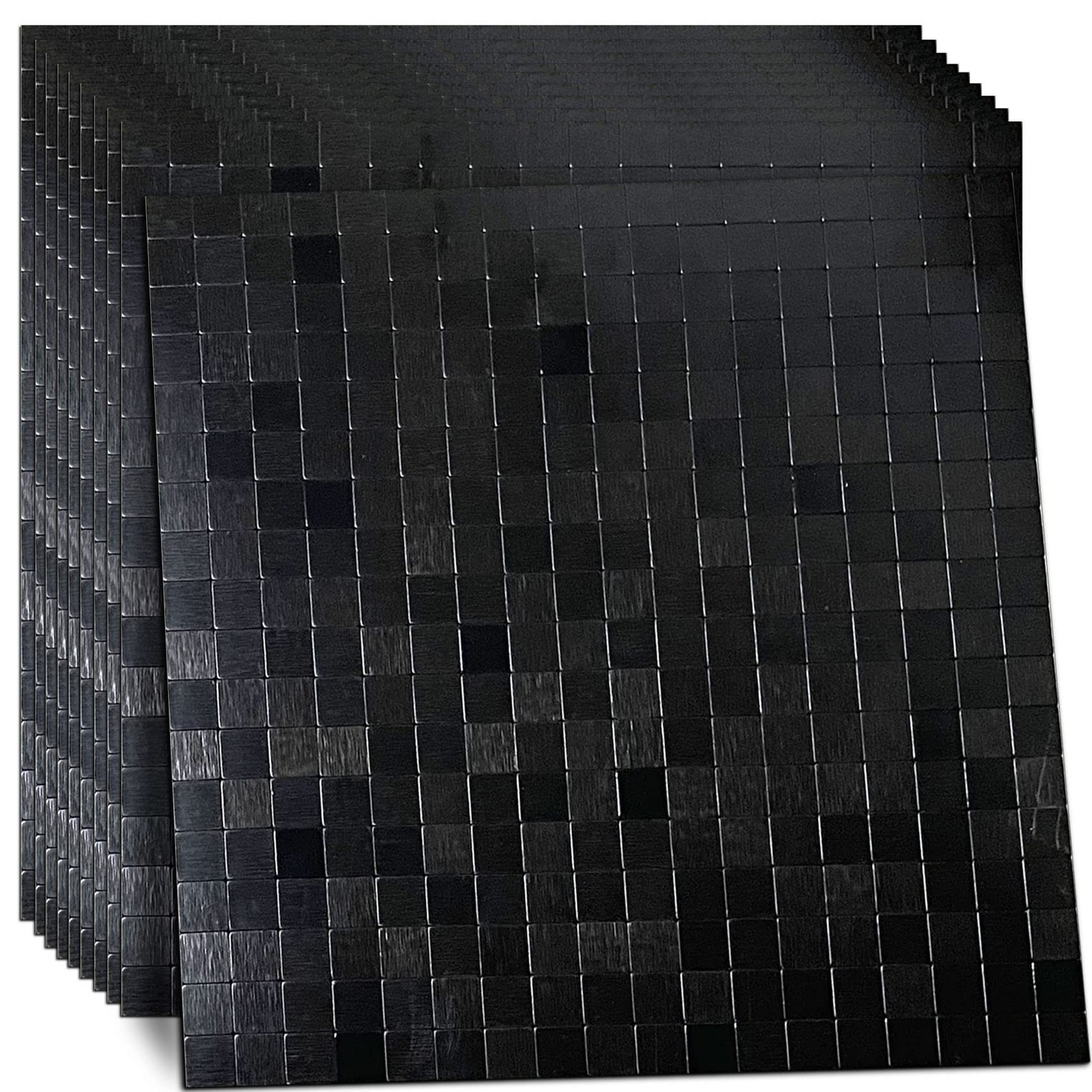 10 Sheets Self-Adhesive Aluminum Mosaic Peel and Stick Metal Tiles 3D Wall St…