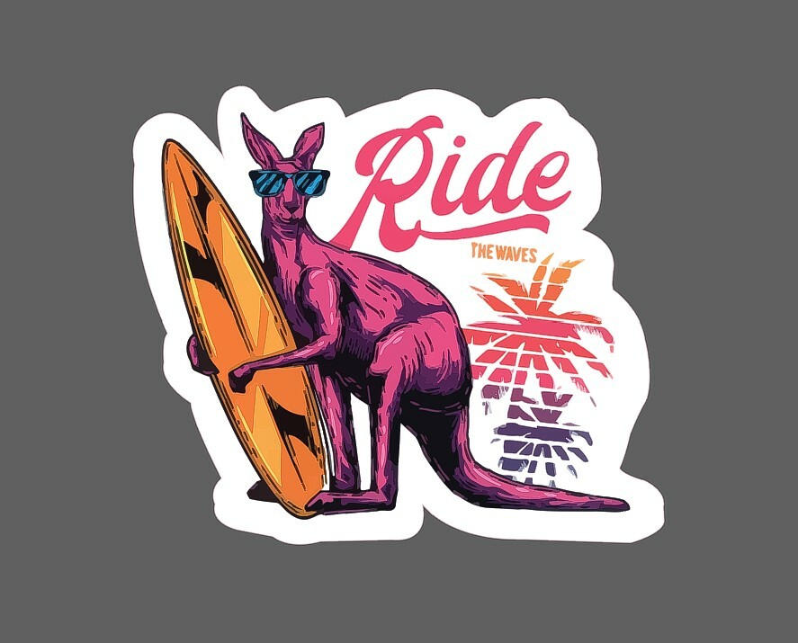 Ride The Waves Sticker Kangaroo Waterproof – Buy Any 4 For $1.75 Each Storewide!