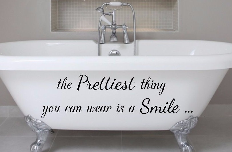 The Prettiest Thing You Can Wear Is A Smile – Wall Vinyl Decal Sticker Quote Art