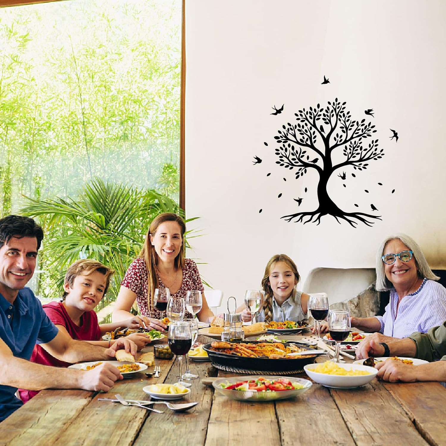 Tree of Life Wall Decor Stickers Birds & Branches 22.4X15.3 In