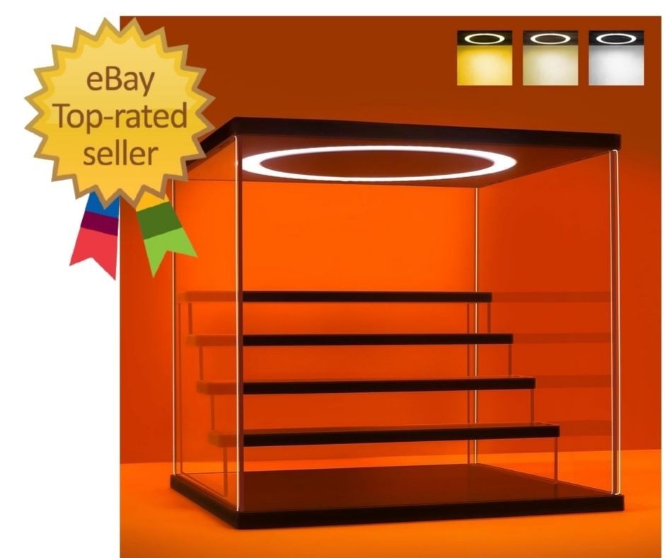 Adjustable LED Acrylic Display Case, 5-Tier Dustproof Showcase for Action Figure