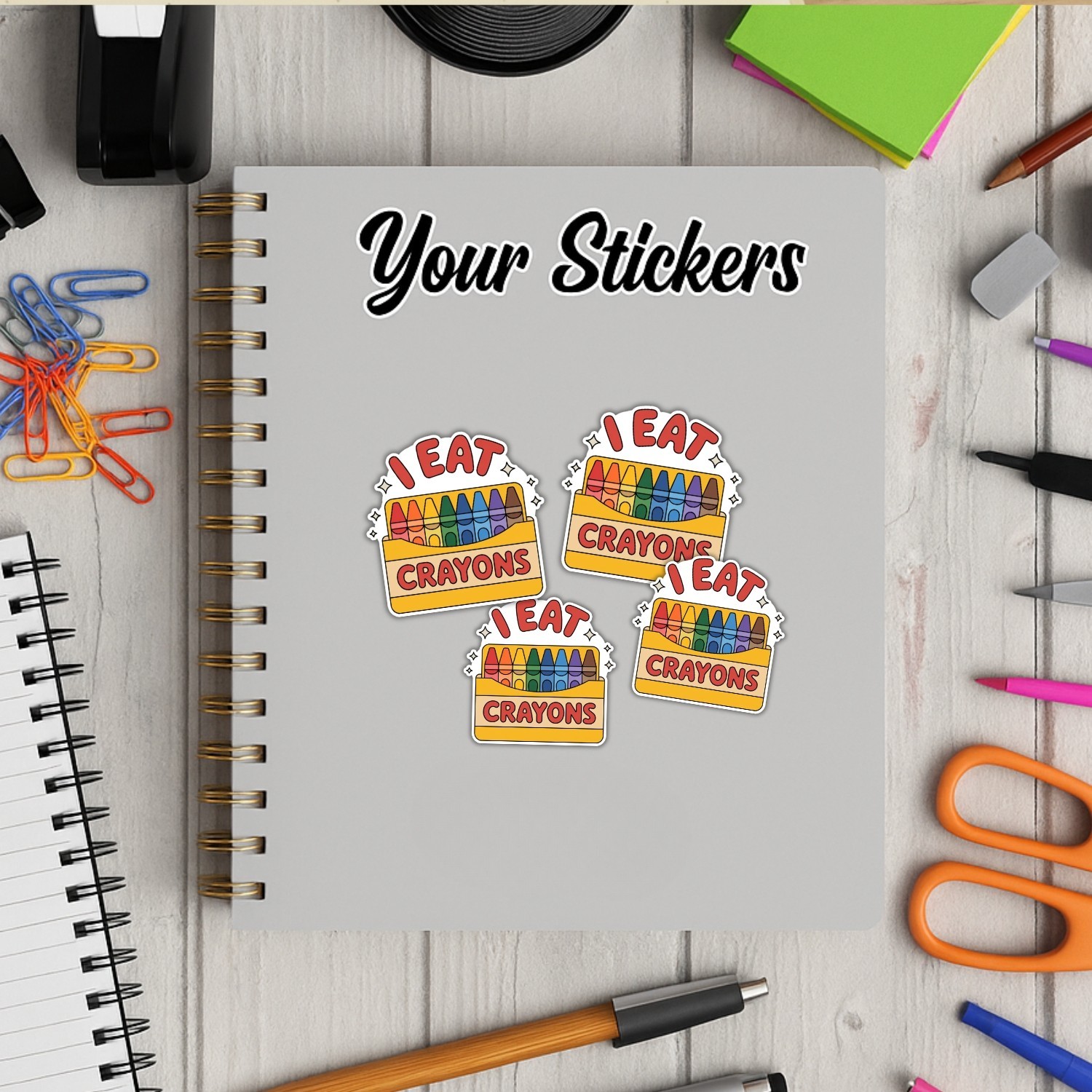 I Eat Crayons Sticker 4-Pack: Funny Mental Health Meme Decals