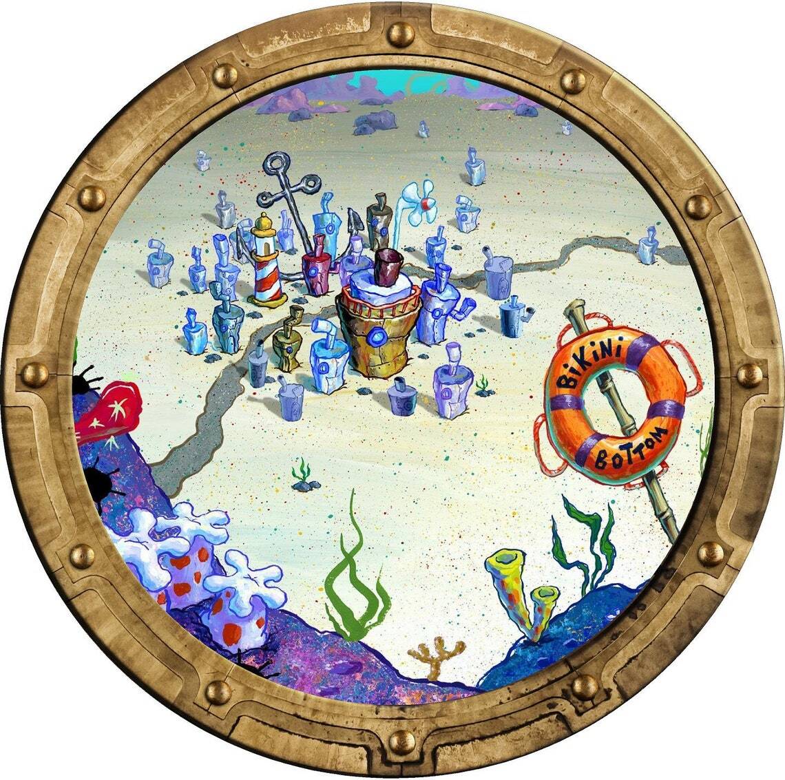 Porthole Wall Decal Bikini Bottom Ocean Boat Window Wall Decor Spongebob Sticker