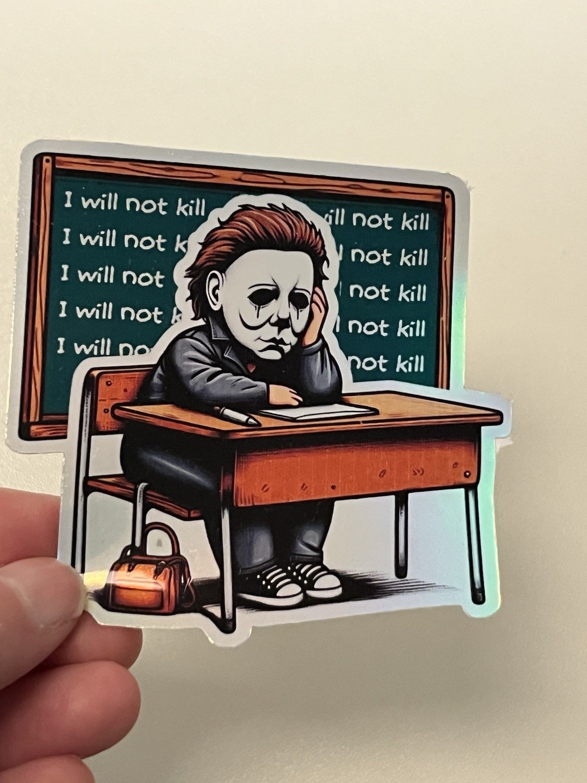 Michael Myers School Horror Waterproof Holographic 3 Inch Sticker