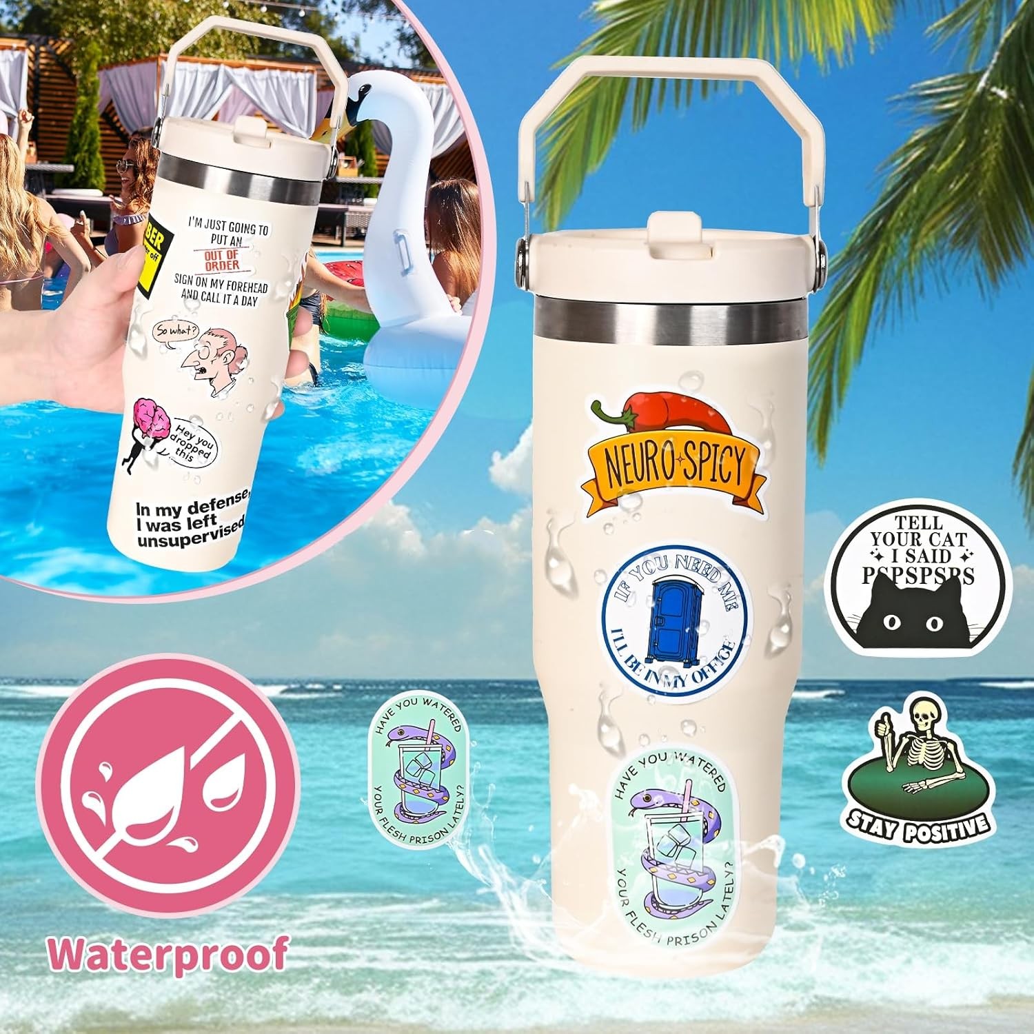 Funny Adult Waterproof Meme Stickers 100 Pcs Decals for Water Bottles Dirty